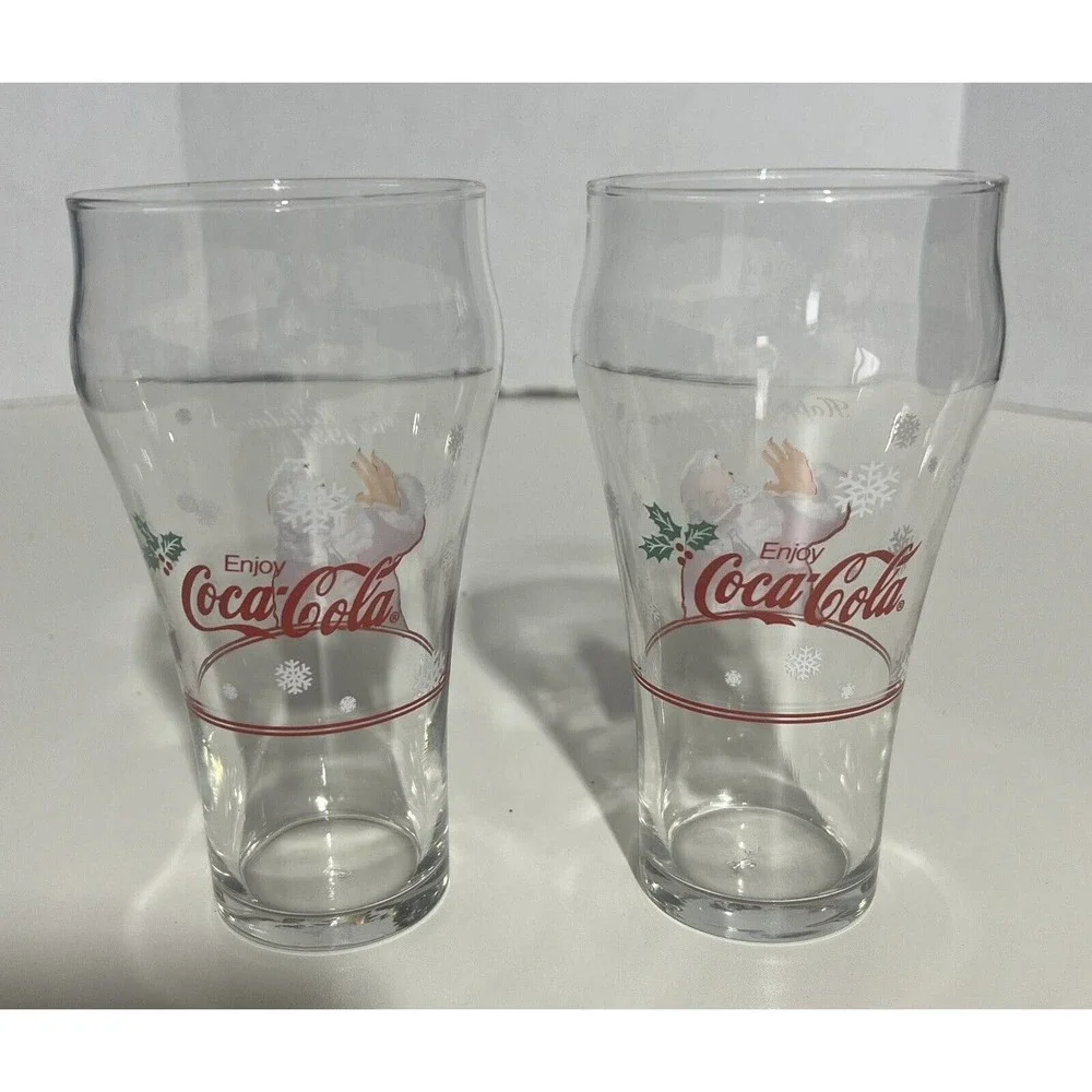 2 Vintage Coca- Cola Happy Holidays 1997 Glasses
